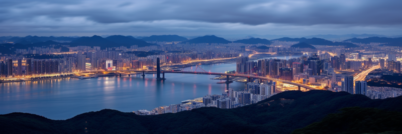城市地标夜景灯火辉煌跨海大桥星海湾全景摄影图,高清,摄影图,摄影图片,图片大全,摄影图免费下载